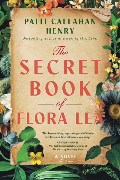 Cover of book showing old paper with the title of the book and flowers surrounding the borders of the paper image shown